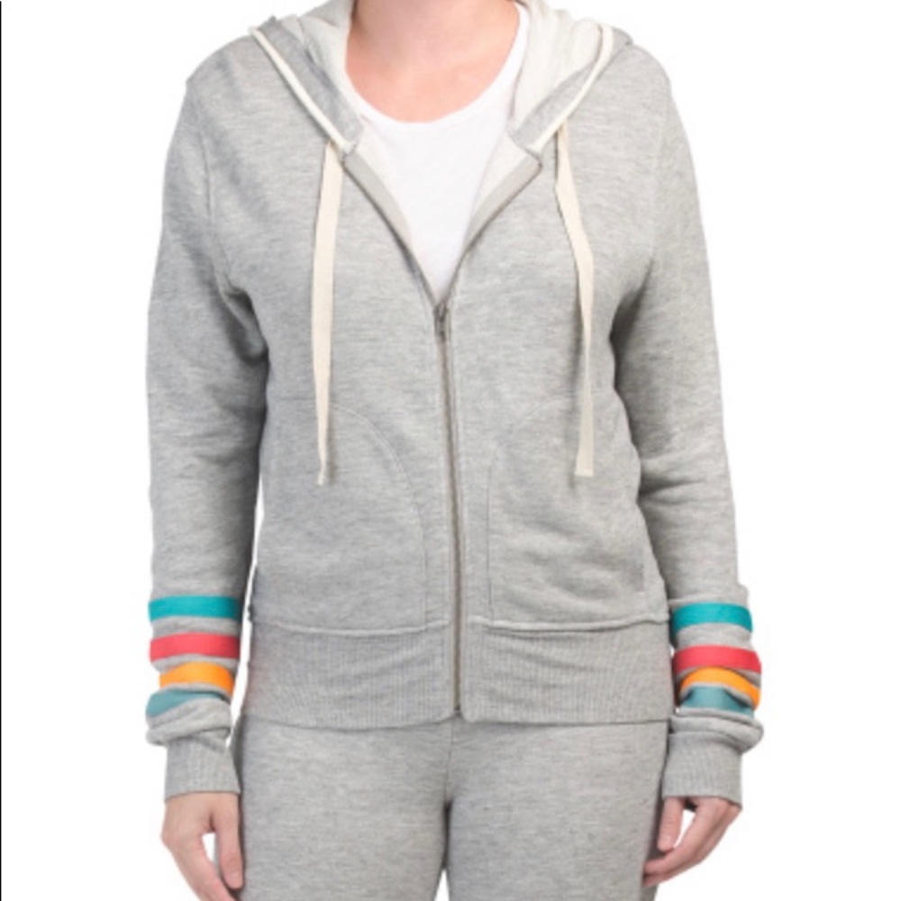 Splendid rainbow stripe sweat jacket